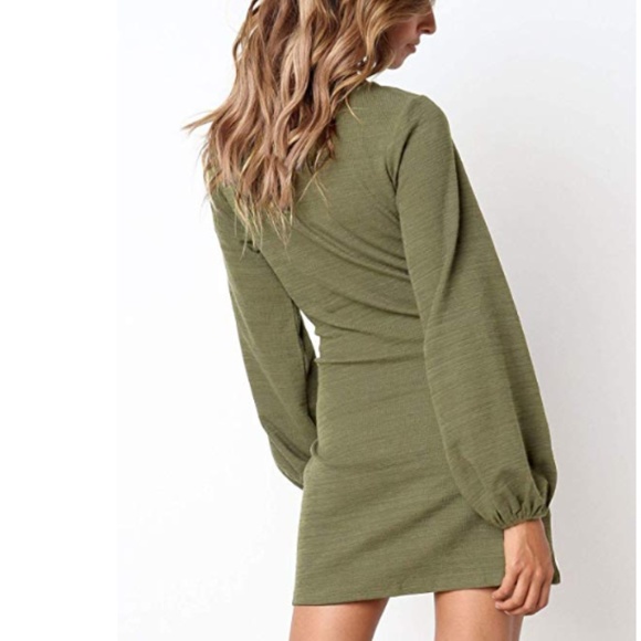 GREEN BODYCON SWEATER DRESS - Picture 3 of 7